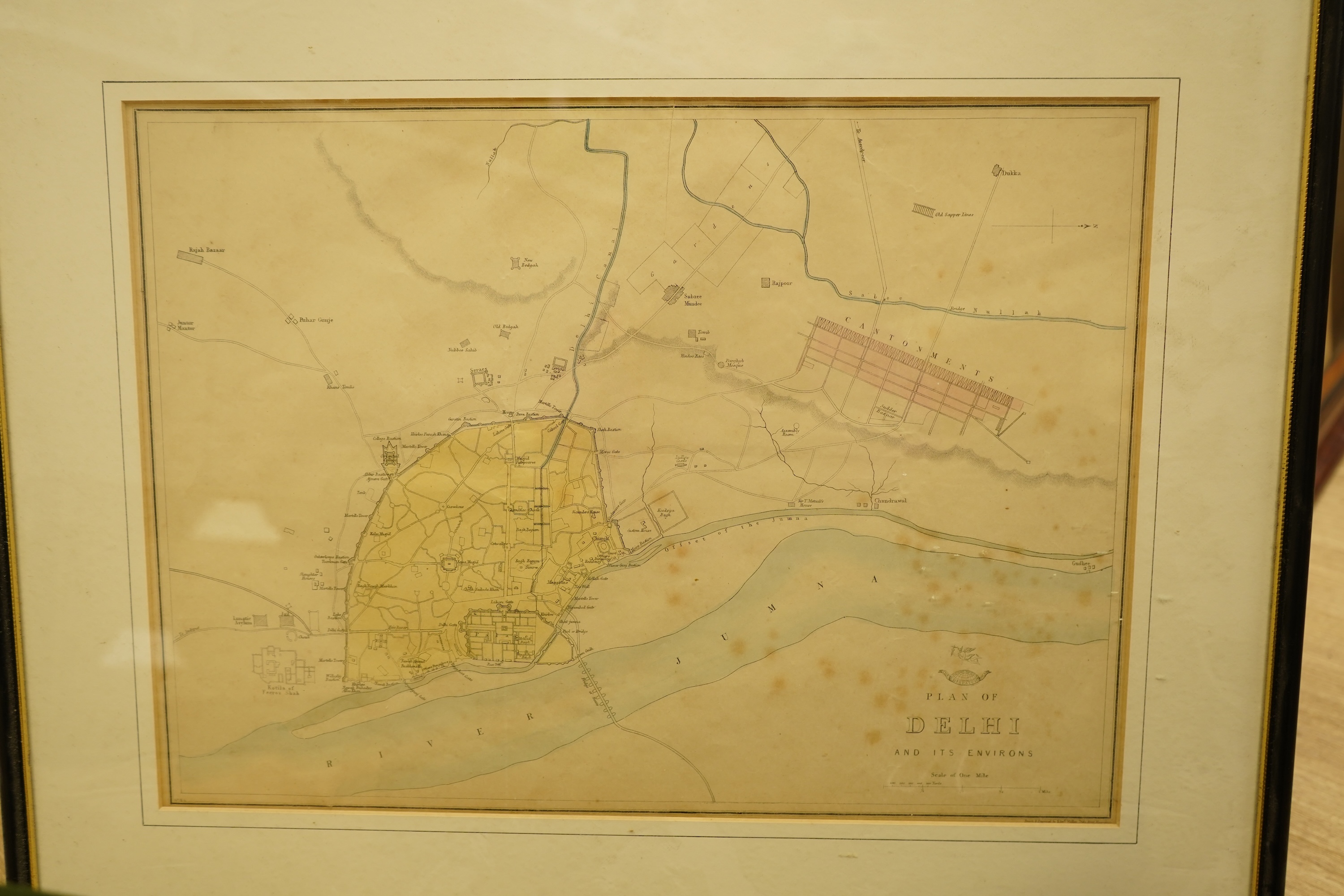 Three 19th century hand coloured maps of the Isle of Wight, a map of the Isle of Man by Edward Weller and a plan of Delhi and its environs, largest 31 x 44cm (5)